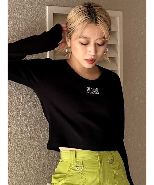 MURUA（ムルーア）の「ロゴテレコTシャツ（Tシャツ/カットソー・レディース・ホワイト/ブラック/カーキ/ライトブルー/グレー・FREE）」の19枚目の写真