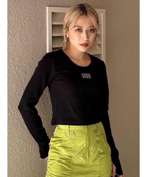 MURUA（ムルーア）の「ロゴテレコTシャツ（Tシャツ/カットソー・レディース・ホワイト/ブラック/カーキ/ライトブルー/グレー・FREE）」の10枚目の写真