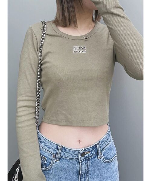 MURUA（ムルーア）の「ロゴテレコTシャツ（Tシャツ/カットソー・レディース・ホワイト/ブラック/カーキ/ライトブルー/グレー・FREE）」の12枚目の写真