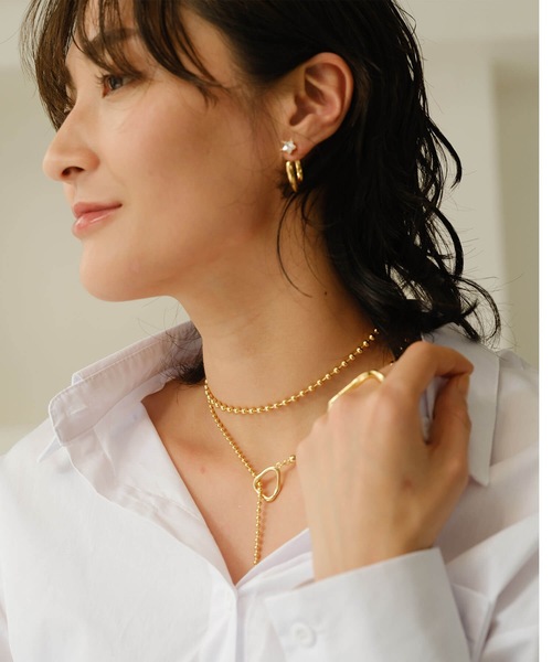 ANOH（アノー）の「スタービジューフープピアス（ピアス（両耳用）・レディース・ゴールド/シルバー・FREE）」の6枚目の写真