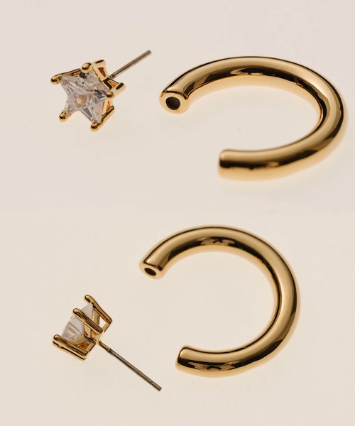 ANOH（アノー）の「スタービジューフープピアス（ピアス（両耳用）・レディース・ゴールド/シルバー・FREE）」の21枚目の写真