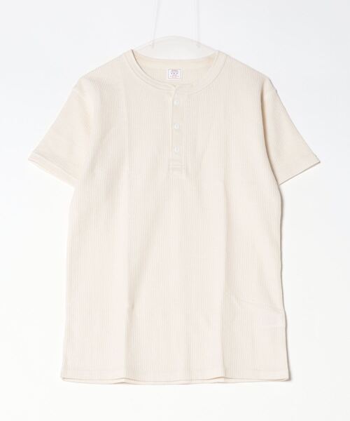 JEMORGAN（ジェーイーモーガン）の「【JEMORGAN / ジェーイーモーガン】ワッフルヘンリーネック　パック入り半袖Tシャツ（Tシャツ/カットソー・メンズ・ネイビー/ホワイト/ブラック/カーキ/ナチュラル/杢グレー・M/L/XL）」の4枚目の写真