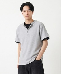 【JEMORGAN / ジェーイーモーガン】ワッフルヘンリーネック　パック入り半袖Tシャツ