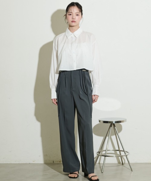 paravion（パラビオン）の「ドロストサスペンダースラックス（スラックス・レディース・グレー/ブラック・S/M/L）」の5枚目の写真