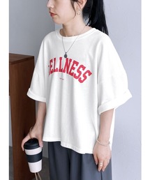 5分袖ロゴプリントTシャツ