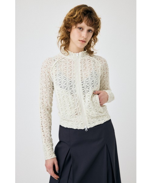 MOUSSY（マウジー）の「BUMPY LACE トラックジャケット（パーカー・レディース・ブラック/ブルー/ホワイト・FREE）」の2枚目の写真