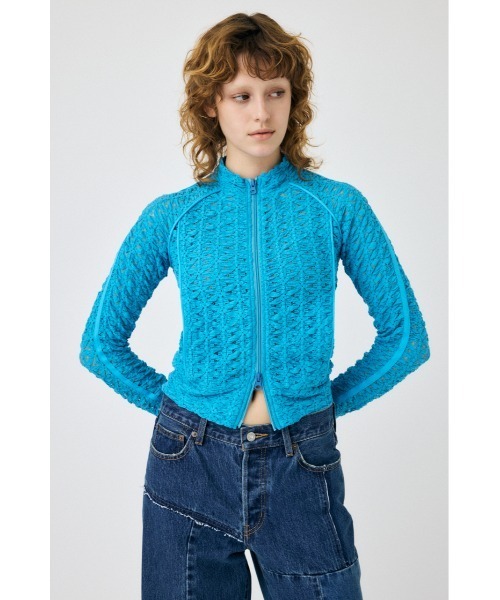 MOUSSY（マウジー）の「BUMPY LACE トラックジャケット（パーカー・レディース・ブラック/ブルー/ホワイト・FREE）」の6枚目の写真