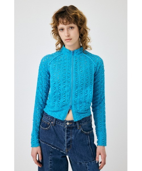 MOUSSY（マウジー）の「BUMPY LACE トラックジャケット（パーカー・レディース・ブラック/ブルー/ホワイト・FREE）」の7枚目の写真