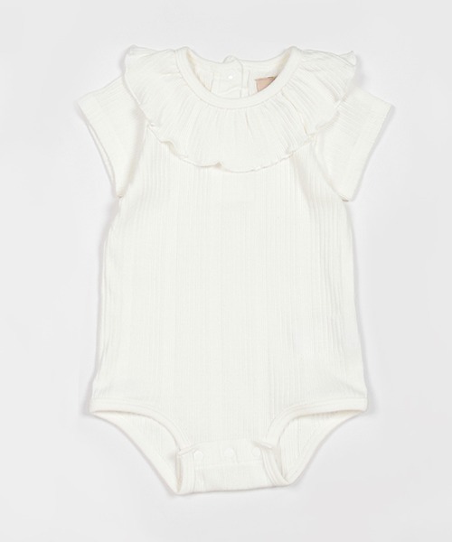 petit main（プティマイン）の「フリルロンパース（ロンパース・キッズ・ブラック/オフホワイト/レモンイエロー・70cm/80ｃｍ）」の2枚目の写真