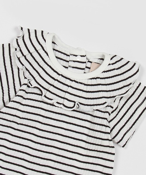 petit main（プティマイン）の「フリルロンパース（ロンパース・キッズ・ブラック/オフホワイト/レモンイエロー・70cm/80ｃｍ）」の6枚目の写真