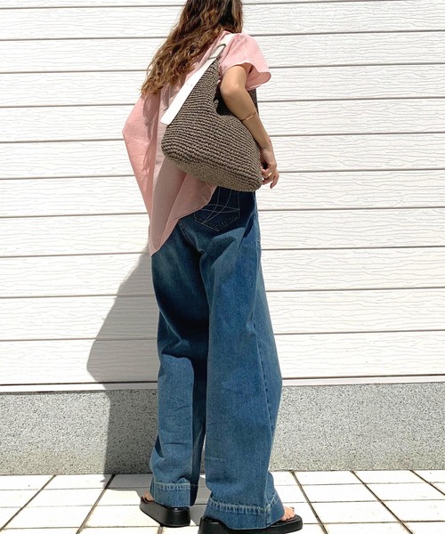 Q（キュー）の「シアーレーヨンスキッパーシャツ（シャツ/ブラウス・レディース・ピンク/ブラック/ベージュ/バーガンディー/マスタード・MEDIUM）」の6枚目の写真