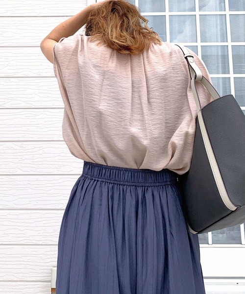 Q（キュー）の「シアーレーヨンスキッパーシャツ（シャツ/ブラウス・レディース・ピンク/ブラック/ベージュ/バーガンディー/マスタード・MEDIUM）」の19枚目の写真