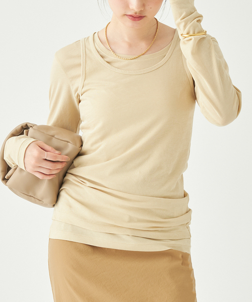 plage（プラージュ）の「OPEN-NECK TANK トップス（Tシャツ/カットソー・レディース・ライトグレー/ベージュ/イエロー・FREE）」の2枚目の写真