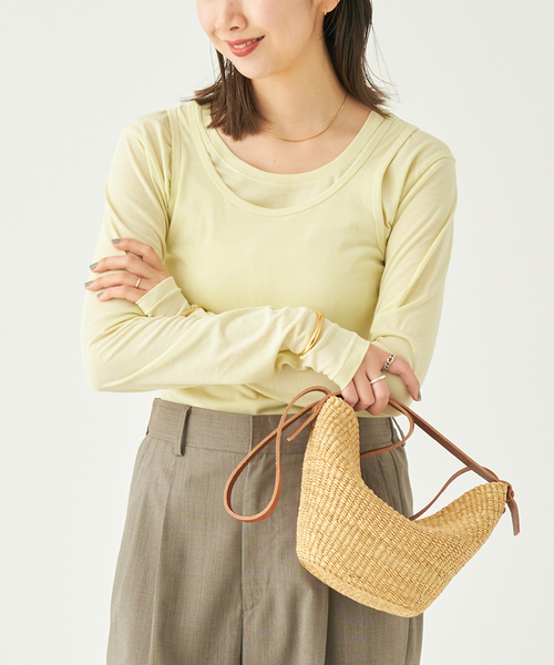 plage（プラージュ）の「OPEN-NECK TANK トップス（Tシャツ/カットソー・レディース・ライトグレー/ベージュ/イエロー・FREE）」の3枚目の写真