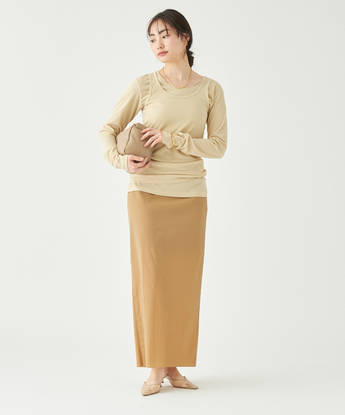 plage（プラージュ）の「OPEN-NECK TANK トップス（Tシャツ/カットソー・レディース・ライトグレー/ベージュ/イエロー・FREE）」の4枚目の写真