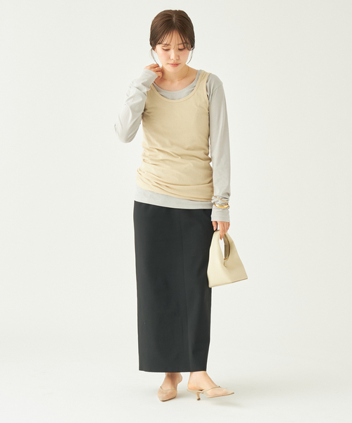 plage（プラージュ）の「OPEN-NECK TANK トップス（Tシャツ/カットソー・レディース・ライトグレー/ベージュ/イエロー・FREE）」の5枚目の写真