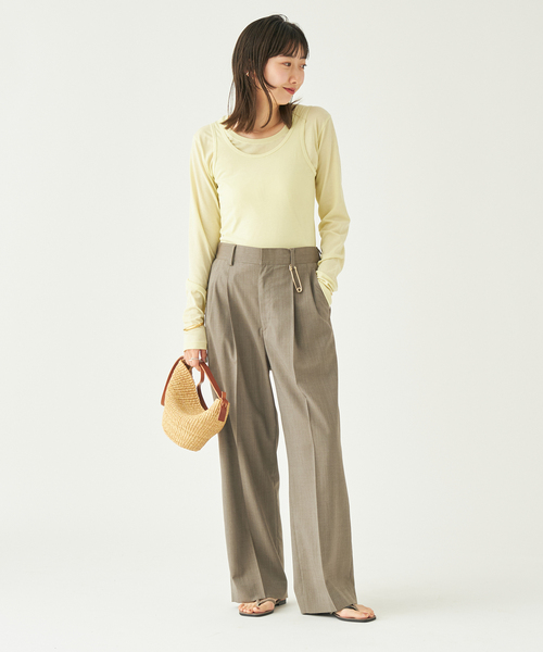 plage（プラージュ）の「OPEN-NECK TANK トップス（Tシャツ/カットソー・レディース・ライトグレー/ベージュ/イエロー・FREE）」の6枚目の写真