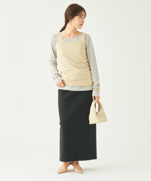 plage（プラージュ）の「OPEN-NECK TANK トップス（Tシャツ/カットソー・レディース・ライトグレー/ベージュ/イエロー・FREE）」の10枚目の写真