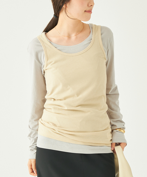 plage（プラージュ）の「OPEN-NECK TANK トップス（Tシャツ/カットソー・レディース・ライトグレー/ベージュ/イエロー・FREE）」の17枚目の写真