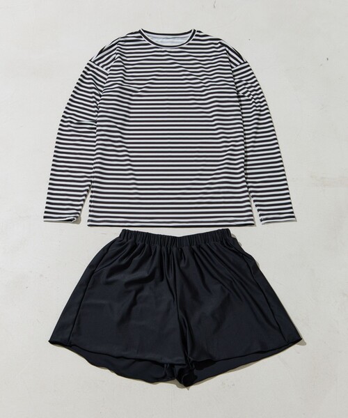 FREAK'S STORE(フリークスストア)の「限定展開 ボーダーラッシュガード付ビキニ3Pセット(水着・スイムウェア)(水着・レディース・ブラック/ベージュ/グリーン/レッド/ブルー・MEDIUM/SMALL)」の10枚目の写真