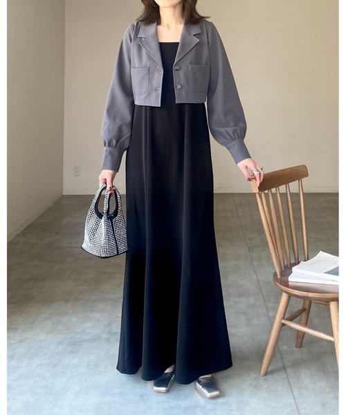 She's Closet（シーズクローゼット）の「ショート丈クロップドシングルテーラードジャケット（テーラードジャケット・レディース・アイボリー/チャコールグレー/ブラック・FREE）」の10枚目の写真