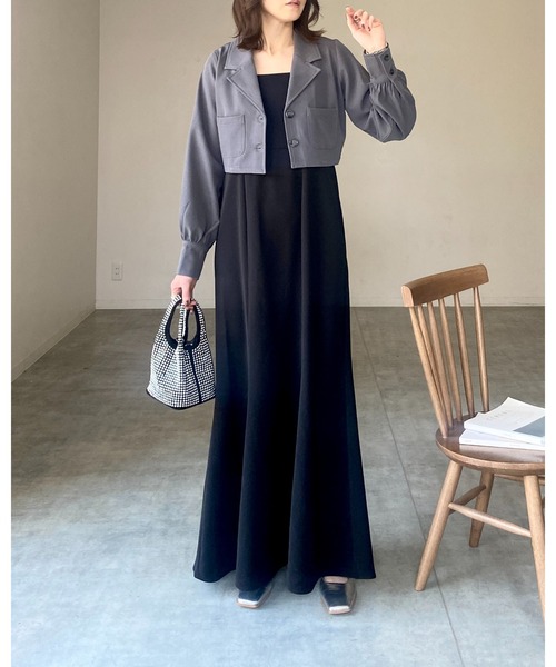 She's Closet（シーズクローゼット）の「ショート丈クロップドシングルテーラードジャケット（テーラードジャケット・レディース・アイボリー/チャコールグレー/ブラック・FREE）」の12枚目の写真