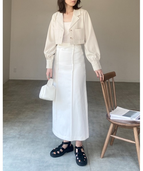 She's Closet（シーズクローゼット）の「ショート丈クロップドシングルテーラードジャケット（テーラードジャケット・レディース・アイボリー/チャコールグレー/ブラック・FREE）」の14枚目の写真