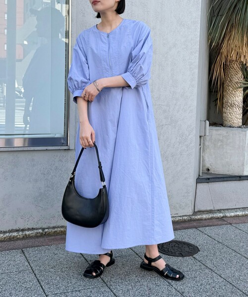 fredy emue（フレディエミュ）の「タイプライターハーフZIPワンピース（ワンピース・レディース・カーキ/サックスブルー/ブラック・38）」の6枚目の写真