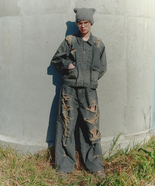 DISCOVERED（ディスカバード）の「BORO DENIM BLOUSON（デニムジャケット・メンズ・ブラック/インディゴブルー・1/3）」の3枚目の写真