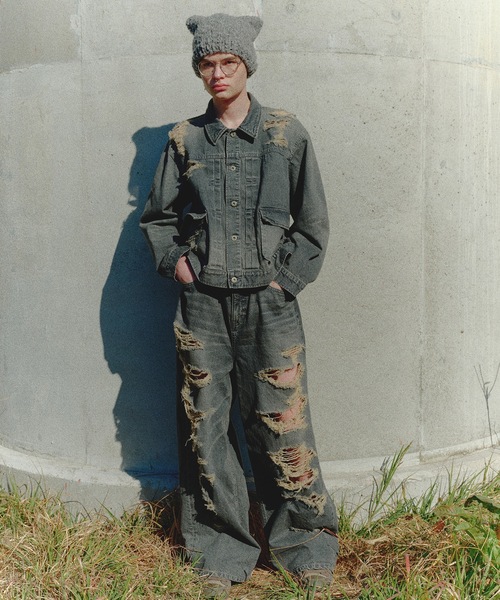 DISCOVERED（ディスカバード）の「BORO DENIM BLOUSON（デニムジャケット・メンズ・ブラック/インディゴブルー・1/3）」の4枚目の写真