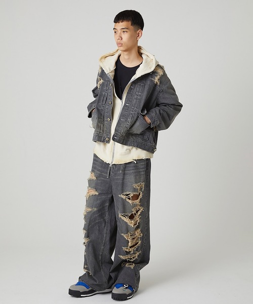 DISCOVERED（ディスカバード）の「BORO DENIM BLOUSON（デニムジャケット・メンズ・ブラック/インディゴブルー・1/3）」の10枚目の写真