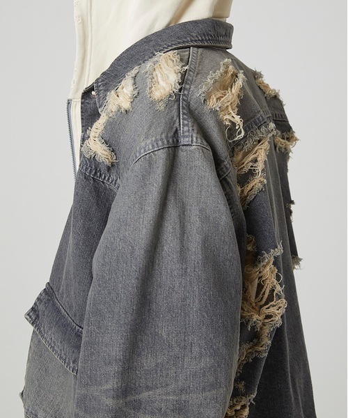 DISCOVERED（ディスカバード）の「BORO DENIM BLOUSON（デニムジャケット・メンズ・ブラック/インディゴブルー・1/3）」の15枚目の写真