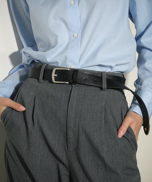 Monocoro toppi(モノコロトッピ)の「合皮 ベルト 28mm ヴィンテージ風 スクエア バックル(ベルト・レディース・ブラウン/ブラック・フリー)」の2枚目の写真