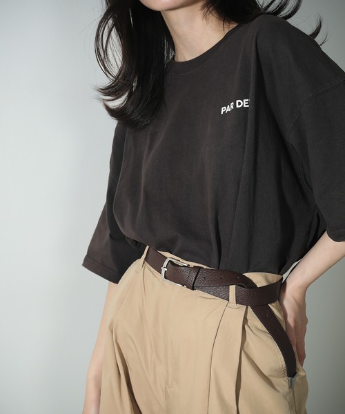 Monocoro toppi(モノコロトッピ)の「合皮 ベルト 28mm ヴィンテージ風 スクエア バックル(ベルト・レディース・ブラウン/ブラック・フリー)」の7枚目の写真