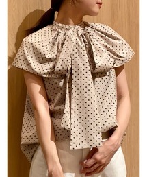 Mila Owen | スタンドカラーラッフルボウタイブラウス【手洗い可能】(Tシャツ/カットソー)