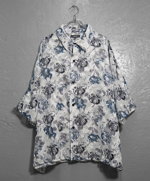 MinoriTY(マイノリティ)の「【MinoriTY】透かしフラワードルマンシルエットシャツ シアートップス メンズ 透かしシャツ 半袖シャツ オーバーサイズ ビッグシルエット ルーズシルエット 秋服 夏服(シャツ/ブラウス・メンズ・ネイビー/ホワイト・S/M/L)」の17枚目の写真
