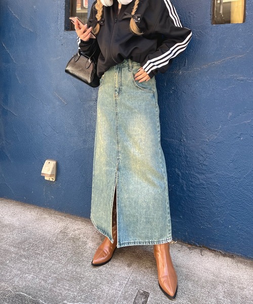 Futier land(フューティアランド)の「フロントスリットデニムロングスカート(デニムスカート・レディース・ライトブルー・MEDIUM/LARGE)」の12枚目の写真