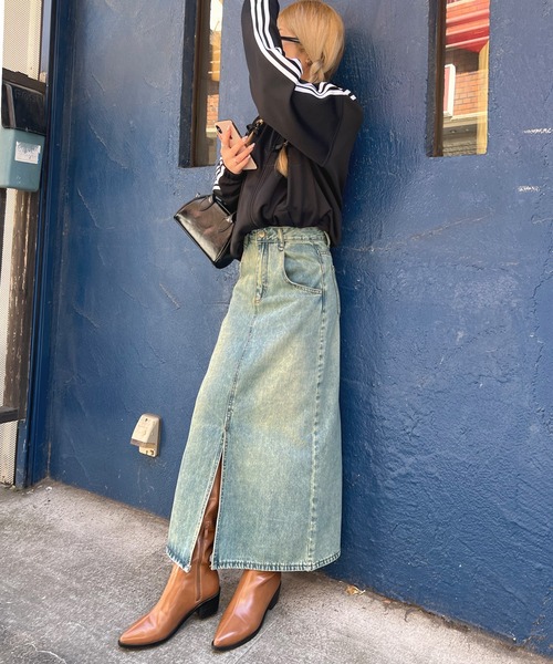 Futier land(フューティアランド)の「フロントスリットデニムロングスカート(デニムスカート・レディース・ライトブルー・MEDIUM/LARGE)」の14枚目の写真