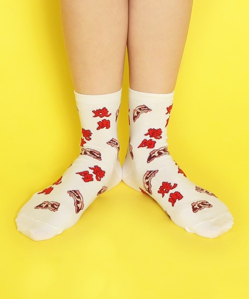 PUNYUS（プニュズ）の「フード総柄ソックス（ソックス/靴下・レディース・レッド/ブラウン/ブラック・FREE）」の3枚目の写真