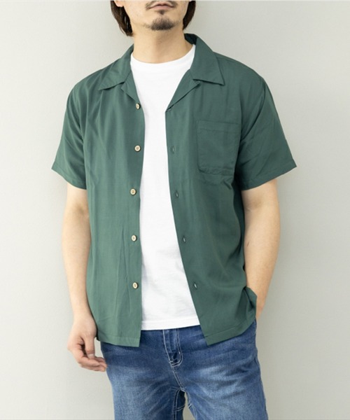 STYLEBLOCK（スタイルブロック）の「レーヨンオープンカラーシャツ（シャツ/ブラウス・メンズ・ピンク/ネイビー/カーキ/アイボリー・M/L/LL）」の3枚目の写真