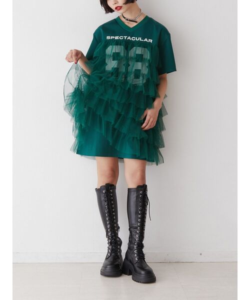 セール】ナンバリングチュールドッキングワンピース（ワンピース