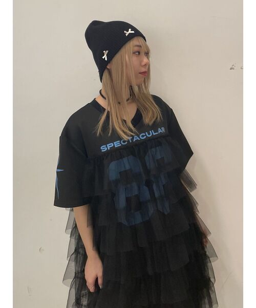 jouetie（ジュエティ）の「ナンバリングチュールドッキングワンピース（ワンピース・レディース・グリーン/オフホワイト/ブラック・MEDIUM）」の11枚目の写真