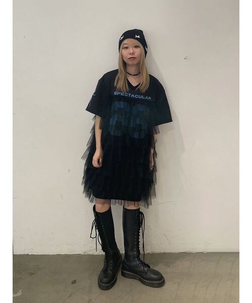 jouetie（ジュエティ）の「ナンバリングチュールドッキングワンピース（ワンピース・レディース・グリーン/オフホワイト/ブラック・MEDIUM）」の13枚目の写真