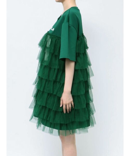 jouetie（ジュエティ）の「ナンバリングチュールドッキングワンピース（ワンピース・レディース・グリーン/オフホワイト/ブラック・MEDIUM）」の19枚目の写真