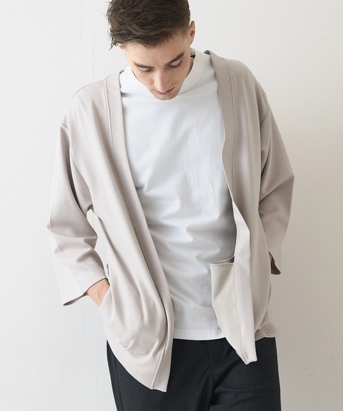 Blue Standard (ブルースタンダード)の「【BLUE STANDARD/ブルースタンダード】ふわとろタッチ COOLスムース ダンボール ボタンレスカーディガン トッパーカーデ 接触冷感 DRY ストレッチ(カーディガン/ボレロ・メンズ・ブラック/ネイビー/グレー/チャコールグレー・LARGE/X-LARGE/MEDIUM)」の3枚目の写真