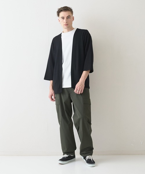 Blue Standard (ブルースタンダード)の「【BLUE STANDARD/ブルースタンダード】ふわとろタッチ COOLスムース ダンボール ボタンレスカーディガン トッパーカーデ 接触冷感 DRY ストレッチ(カーディガン/ボレロ・メンズ・ブラック/ネイビー/グレー/チャコールグレー・LARGE/X-LARGE/MEDIUM)」の6枚目の写真