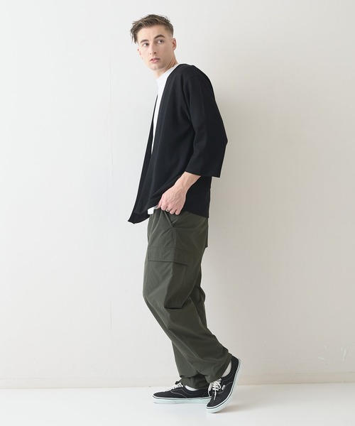 Blue Standard (ブルースタンダード)の「【BLUE STANDARD/ブルースタンダード】ふわとろタッチ COOLスムース ダンボール ボタンレスカーディガン トッパーカーデ 接触冷感 DRY ストレッチ(カーディガン/ボレロ・メンズ・ブラック/ネイビー/グレー/チャコールグレー・LARGE/X-LARGE/MEDIUM)」の8枚目の写真