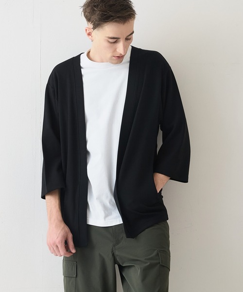 Blue Standard (ブルースタンダード)の「【BLUE STANDARD/ブルースタンダード】ふわとろタッチ COOLスムース ダンボール ボタンレスカーディガン トッパーカーデ 接触冷感 DRY ストレッチ(カーディガン/ボレロ・メンズ・ブラック/ネイビー/グレー/チャコールグレー・LARGE/X-LARGE/MEDIUM)」の10枚目の写真