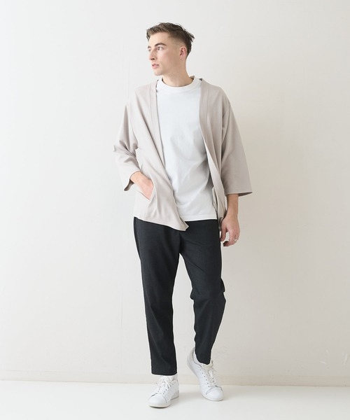 Blue Standard (ブルースタンダード)の「【BLUE STANDARD/ブルースタンダード】ふわとろタッチ COOLスムース ダンボール ボタンレスカーディガン トッパーカーデ 接触冷感 DRY ストレッチ(カーディガン/ボレロ・メンズ・ブラック/ネイビー/グレー/チャコールグレー・LARGE/X-LARGE/MEDIUM)」の12枚目の写真