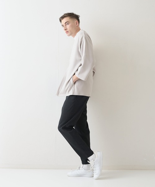 Blue Standard (ブルースタンダード)の「【BLUE STANDARD/ブルースタンダード】ふわとろタッチ COOLスムース ダンボール ボタンレスカーディガン トッパーカーデ 接触冷感 DRY ストレッチ(カーディガン/ボレロ・メンズ・ブラック/ネイビー/グレー/チャコールグレー・LARGE/X-LARGE/MEDIUM)」の14枚目の写真